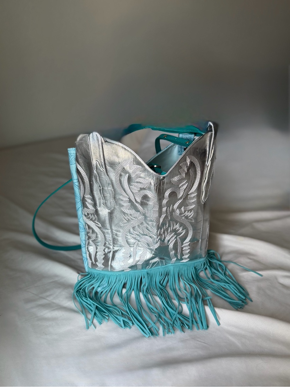 Silver and Turquoise Fringe Bag